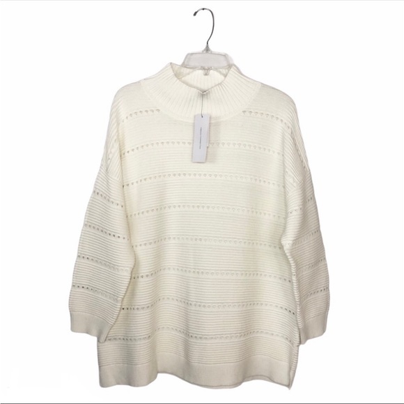 French Connection NWT 💯 % Cotton Knit Light Ivory Sweater L - Picture 1 of 13